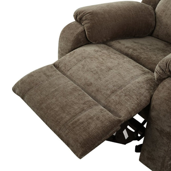 English Elm Manual Recliner Armchair Chenille Upholstered Three Position Lounge Seat for Living Room Brown N763P458102D