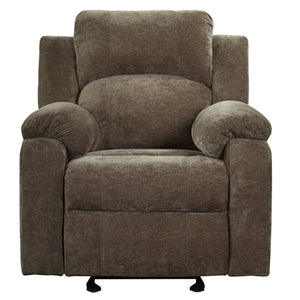 English Elm Manual Recliner Armchair Chenille Upholstered Three Position Lounge Seat for Living Room Brown N763P458102D