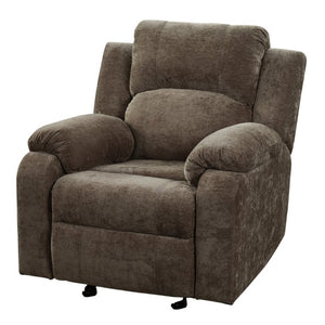 English Elm Manual Recliner Armchair Chenille Upholstered Three Position Lounge Seat for Living Room Brown N763P458102D