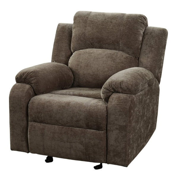 English Elm Manual Recliner Armchair Chenille Upholstered Three Position Lounge Seat for Living Room Brown N763P458102D