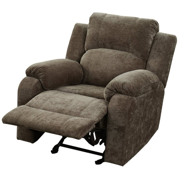 English Elm Manual Recliner Armchair Chenille Upholstered Three Position Lounge Seat for Living Room Brown N763P458102D