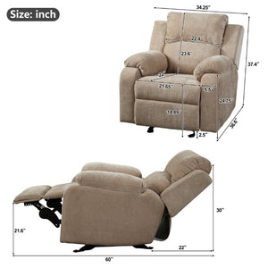English Elm Manual Recliner Armchair Chenille Upholstered Three Position Lounge Seat for Living Room Oatmeal N763P458102O