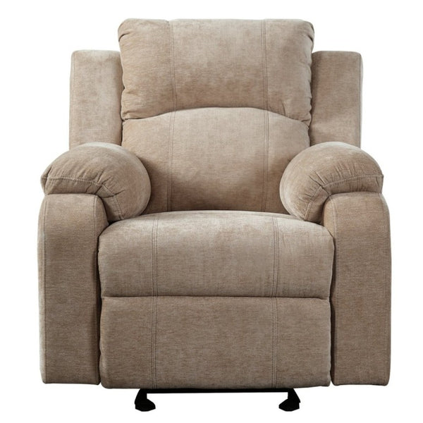 English Elm Manual Recliner Armchair Chenille Upholstered Three Position Lounge Seat for Living Room Oatmeal N763P458102O