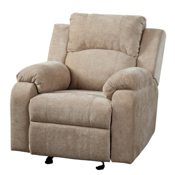 English Elm Manual Recliner Armchair Chenille Upholstered Three Position Lounge Seat for Living Room Oatmeal N763P458102O