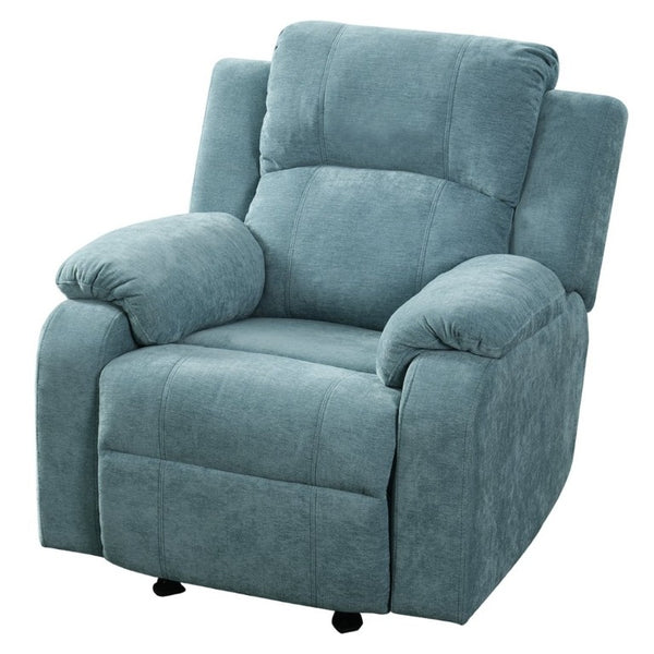 English Elm Manual Recliner Armchair Chenille Upholstered Three Position Lounge Seat for Living Room Teal N763P458102T