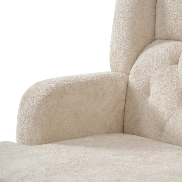 English Elm Upholstered Button Tufted Accent Chair with Plush Fabric for Living Room Comfort Beige N763P459472A
