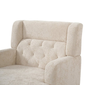 English Elm Upholstered Button Tufted Accent Chair with Plush Fabric for Living Room Comfort Beige N763P459472A