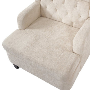 English Elm Upholstered Button Tufted Accent Chair with Plush Fabric for Living Room Comfort Beige N763P459472A