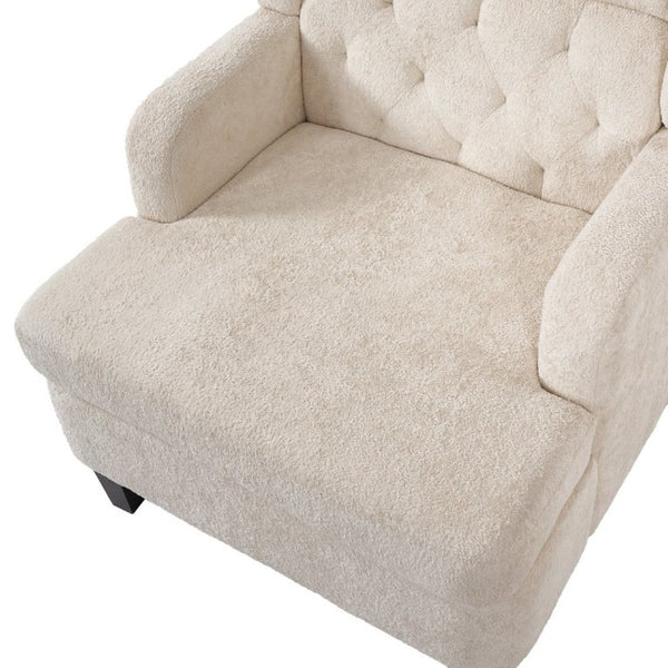 English Elm Upholstered Button Tufted Accent Chair with Plush Fabric for Living Room Comfort Beige N763P459472A