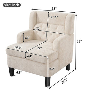 English Elm Upholstered Button Tufted Accent Chair with Plush Fabric for Living Room Comfort Beige N763P459472A
