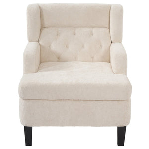 English Elm Upholstered Button Tufted Accent Chair with Plush Fabric for Living Room Comfort Beige N763P459472A