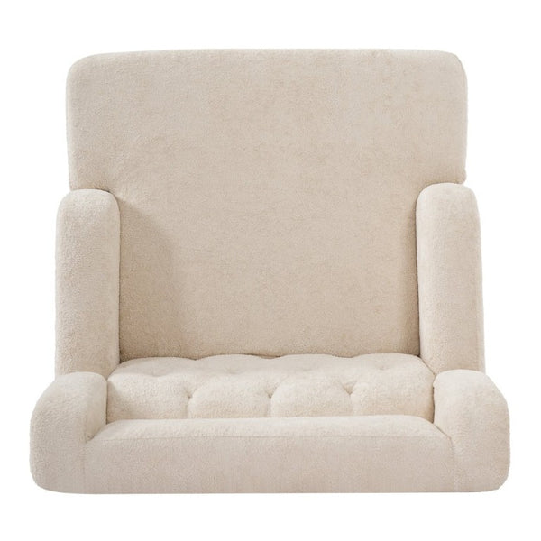 English Elm Upholstered Button Tufted Accent Chair with Plush Fabric for Living Room Comfort Beige N763P459472A