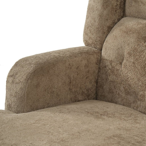 English Elm Upholstered Button Tufted Accent Chair with Plush Fabric for Living Room Comfort Brown N763P459472D