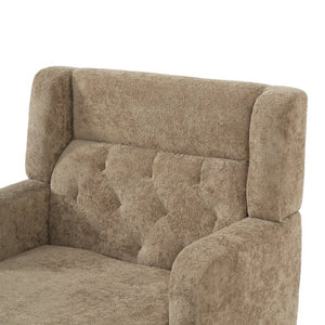 English Elm Upholstered Button Tufted Accent Chair with Plush Fabric for Living Room Comfort Brown N763P459472D