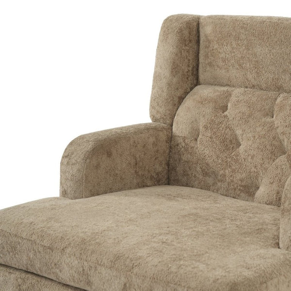 English Elm Upholstered Button Tufted Accent Chair with Plush Fabric for Living Room Comfort Brown N763P459472D