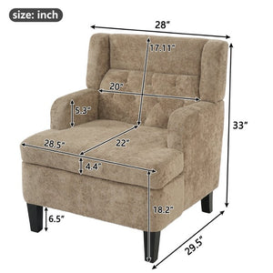 English Elm Upholstered Button Tufted Accent Chair with Plush Fabric for Living Room Comfort Brown N763P459472D