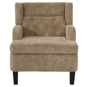 English Elm Upholstered Button Tufted Accent Chair with Plush Fabric for Living Room Comfort Brown N763P459472D