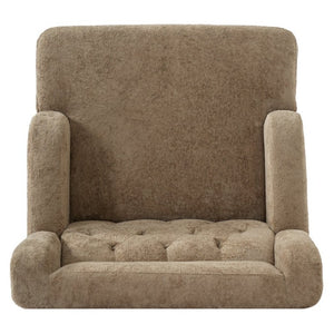 English Elm Upholstered Button Tufted Accent Chair with Plush Fabric for Living Room Comfort Brown N763P459472D