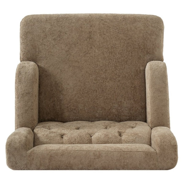 English Elm Upholstered Button Tufted Accent Chair with Plush Fabric for Living Room Comfort Brown N763P459472D