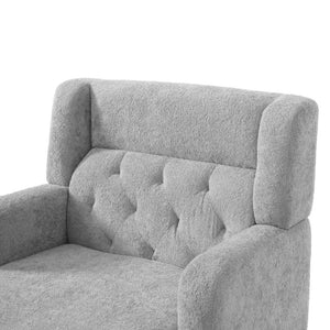English Elm Upholstered Button Tufted Accent Chair with Plush Fabric for Living Room Comfort Light Grey N763P459472E