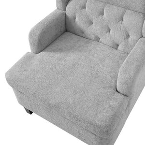 English Elm Upholstered Button Tufted Accent Chair with Plush Fabric for Living Room Comfort Light Grey N763P459472E