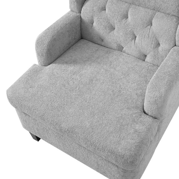 English Elm Upholstered Button Tufted Accent Chair with Plush Fabric for Living Room Comfort Light Grey N763P459472E