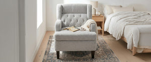 English Elm Upholstered Button Tufted Accent Chair with Plush Fabric for Living Room Comfort Light Grey N763P459472E