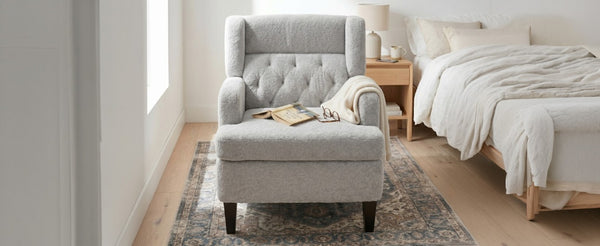 English Elm Upholstered Button Tufted Accent Chair with Plush Fabric for Living Room Comfort Light Grey N763P459472E