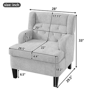 English Elm Upholstered Button Tufted Accent Chair with Plush Fabric for Living Room Comfort Light Grey N763P459472E