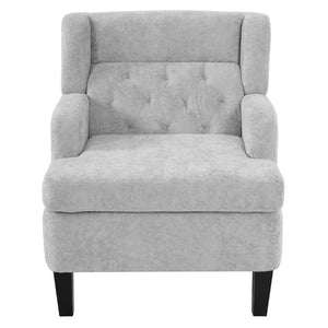 English Elm Upholstered Button Tufted Accent Chair with Plush Fabric for Living Room Comfort Light Grey N763P459472E