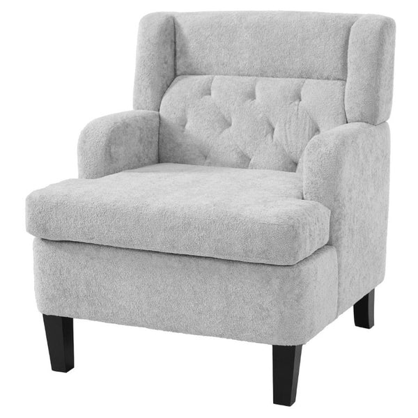 English Elm Upholstered Button Tufted Accent Chair with Plush Fabric for Living Room Comfort Light Grey N763P459472E