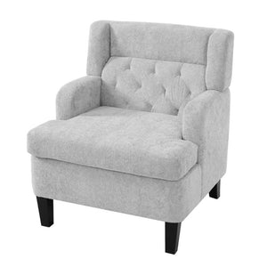English Elm Upholstered Button Tufted Accent Chair with Plush Fabric for Living Room Comfort Light Grey N763P459472E