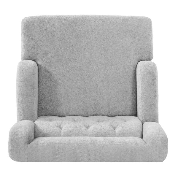 English Elm Upholstered Button Tufted Accent Chair with Plush Fabric for Living Room Comfort Light Grey N763P459472E