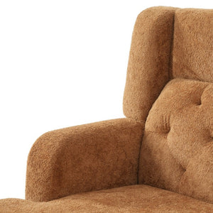 English Elm Upholstered Button Tufted Accent Chair with Plush Fabric for Living Room Comfort Orange N763P459472G