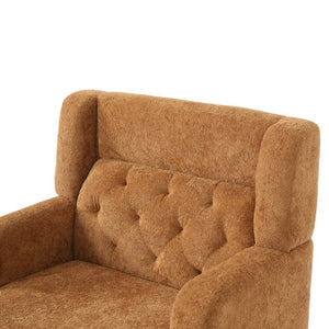 English Elm Upholstered Button Tufted Accent Chair with Plush Fabric for Living Room Comfort Orange N763P459472G