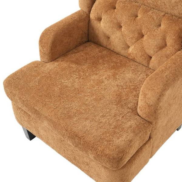 English Elm Upholstered Button Tufted Accent Chair with Plush Fabric for Living Room Comfort Orange N763P459472G