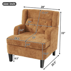 English Elm Upholstered Button Tufted Accent Chair with Plush Fabric for Living Room Comfort Orange N763P459472G