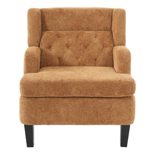 English Elm Upholstered Button Tufted Accent Chair with Plush Fabric for Living Room Comfort Orange N763P459472G