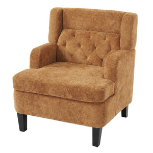 English Elm Upholstered Button Tufted Accent Chair with Plush Fabric for Living Room Comfort Orange N763P459472G