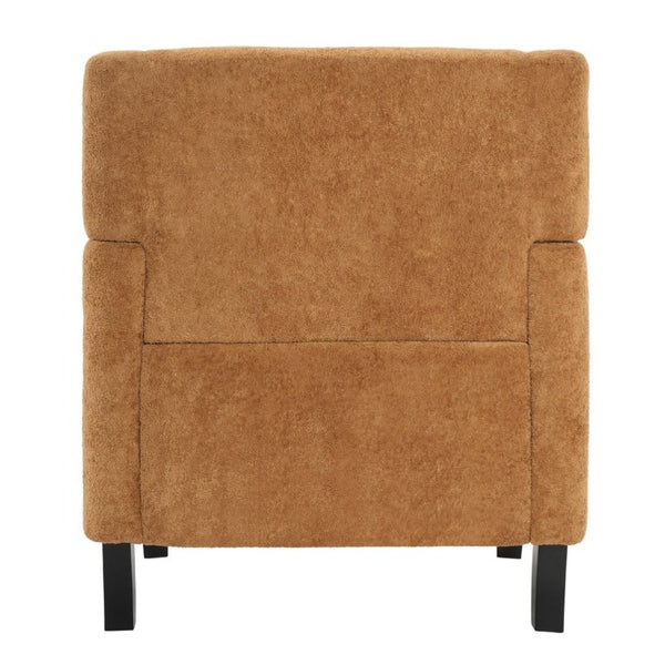 English Elm Upholstered Button Tufted Accent Chair with Plush Fabric for Living Room Comfort Orange N763P459472G