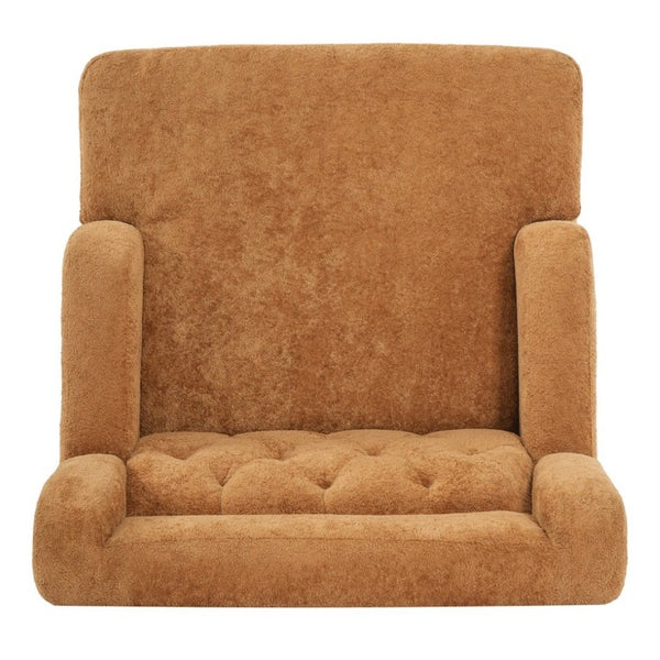 English Elm Upholstered Button Tufted Accent Chair with Plush Fabric for Living Room Comfort Orange N763P459472G