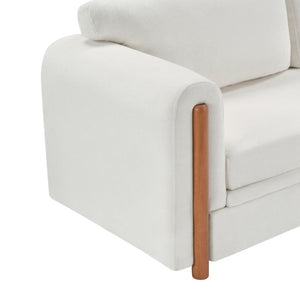 English Elm Modern Chenille Three Seat Sofa with Rubberwood Accents for Stylish Living Spaces Beige N763P460874A