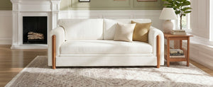 English Elm Modern Chenille Three Seat Sofa with Rubberwood Accents for Stylish Living Spaces Beige N763P460874A