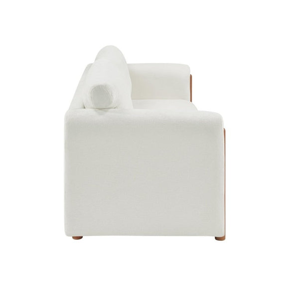 English Elm Modern Chenille Three Seat Sofa with Rubberwood Accents for Stylish Living Spaces Beige N763P460874A
