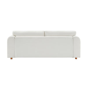 English Elm Modern Chenille Three Seat Sofa with Rubberwood Accents for Stylish Living Spaces Beige N763P460874A