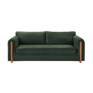 English Elm Modern Chenille Three Seat Sofa with Rubberwood Accents for Stylish Living Spaces Green N763P460874F