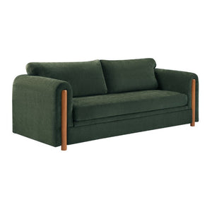 English Elm Modern Chenille Three Seat Sofa with Rubberwood Accents for Stylish Living Spaces Green N763P460874F