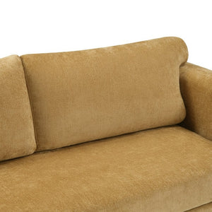 English Elm Modern Chenille Three Seat Sofa with Rubberwood Accents for Stylish Living Spaces Yellow N763P460874L
