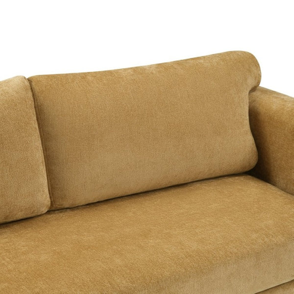English Elm Modern Chenille Three Seat Sofa with Rubberwood Accents for Stylish Living Spaces Yellow N763P460874L