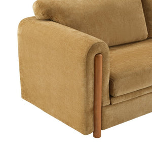 English Elm Modern Chenille Three Seat Sofa with Rubberwood Accents for Stylish Living Spaces Yellow N763P460874L
